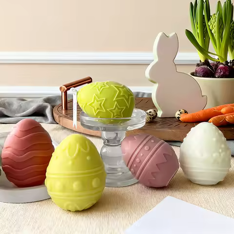 3D Easter Egg Candle Silicone Mold DIY Aromatherapy Candle Plaster Resin Ornaments Geometric Eggs Mo