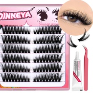 GROINNEYA Cluster Lashes Lash Extension Kit DIY 3D Faux Mink Lashes Individual Volume Lashes kit for