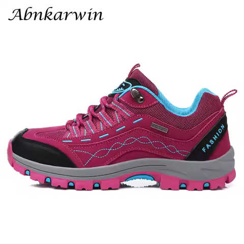 Autumn Spring Women Outdoor Leather Trekking Hiking Shoes Woman Mountain Sneakers Hike Tracking Trek