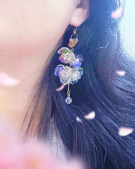 彩虹花朵耳針 虹 水晶 捷克玻璃