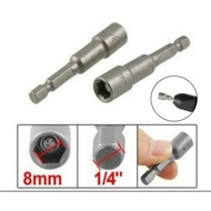 8mm Hexagon Magnetic Nut Socket 1/4'' Hex Shank 45mm/65mm Socket Magnetic Nut Driver