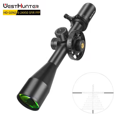 WestHunter HD GEN2 6-24x50 SFIR FFP ZERO STOP Riflescope First Focal Plane Tactical Scope Illuminati
