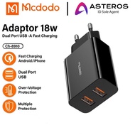 MCDODO ADAPTOR CHARGER DUAL USB OUTPUT FAST CHARGER 18W CH-8910