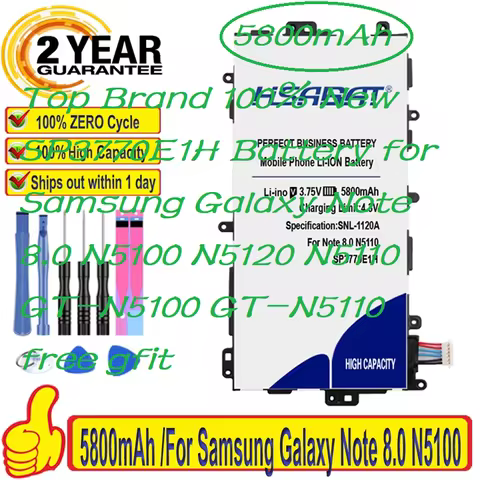 5800mAh Top Brand 100% New SP3770E1H Battery for Samsung Galaxy Note 8.0 N5100 N5120 N5110 GT-N5100 