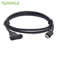 TWINKLE1 Type C Extension Cable Black With Ears Panel Mount 0.3m/0.5m/1m/1.5m Type C With Nut Lock C