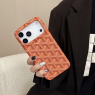 High Quality Trendy For Goyard Leather Textured Shockproof Mobile Phone Case For Apple IPhone 17 16 