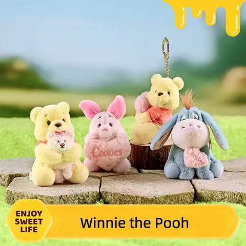 Classic Hot Anime Genuine Winnie The Pooh Plush Dolls Keychains Small Pendant Bag Hangings Christmas