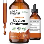 Wild & Organic Ceylon Cinnamon Supplements 500mg - Antioxidant Support - Ceylon Cinnamon Drops - Add
