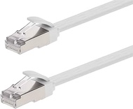 Monoprice Cat6A Ethernet Patch Cable - Slim Flat U/FTP 30AWG Molded Boot 25ft White