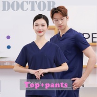 Free name Scrub Suit Baju full set hospital clinic dental  spa beauty Medical  Nurse  Uniform Surgical Clothes Cotton