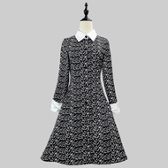 Adams Family cos Costume Halloween Wednesday Adams Black Dress Printed Skirt cosplay Costume