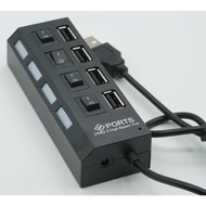 HU-401 USB 2.0 HUB 4 Port High Speed 480MBPS support 500GB HDD - Black