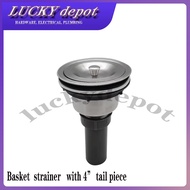 KITCHEN SINK BASKET STRAINER W/ 4" TAIL PIECE ECQ