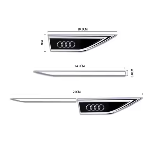 2Pcs 3D Metal Car Fender Side Wing Blade Badge Emblem Sticker for Audi A3 8P 8L 8V A4 B8 B6 B7 B9 A6