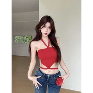 Red Halter Camisole Tube Top - Girly Women's Fashion