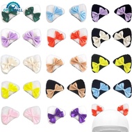 OPENMALL 2Pcs Car Soft Plush Motorcycle Helmet Decoration Little Cats Ears with Bow For Electric Bik