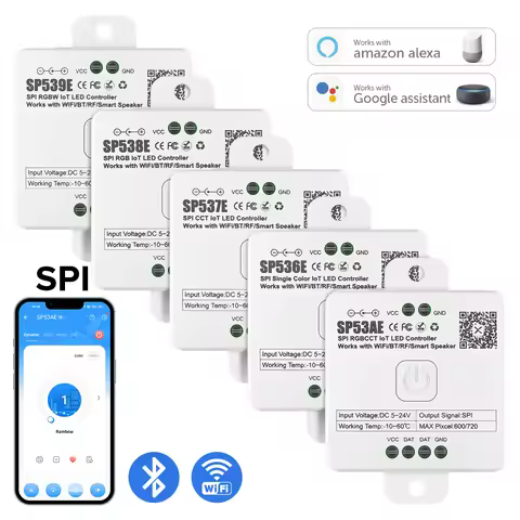 SP536E-SP53CE Pixels LED Controller Wifi Alexa Google Home BT SPI FCOB WS2812B WS2811 RGB SK6812 WS2