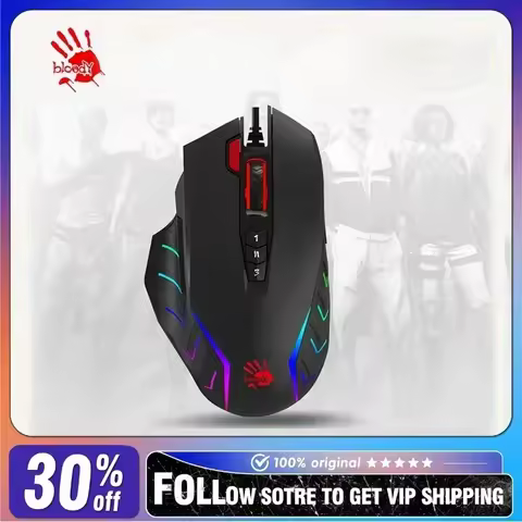 A4Tech Bloody J95s Wired Mouse Programmable Automatic FM 5k Optical Engine Pc Ergonomics RGB E-sport