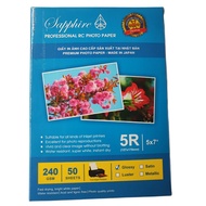Giấy in ảnh Sapphire RC Glossy (Bóng) 13x18 240gsm (5R) (50 tờ/xấp) - Chính hãng Nhật Bản giấy in ản