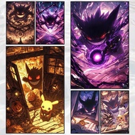 J4OC 1pc frameless Canvas Painting Pokemon Genghis Ghost Pikachu Trendy Creative Cartoon Anime Decor