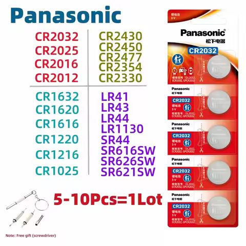 5-10Pcs Original Panasonic CR2032 batery CR2025 CR2016 batteria CR1632 CR1220 CR1616 CR1620 CR2450 C