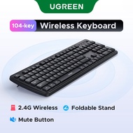UGREEN 104-Key 2.4G Wireless Ergonomic Foldable Stand Mute Button Slient Keyboard for MacBook Air/Pr