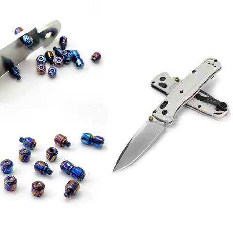 Titanium Damascus Pattern Fold Knife Thumb Stud Pushed Screw Rivet Button for Benchmade Bugout 535 K