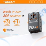 TESSAN 140W GaN Compact Universal Travel Adapter with 2 USB 2 Type C Fast Charging Travel Adaptor