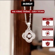 Four Leaf Clover Pendant Necklace with Lucky Meaning and Sparkling Stone, Luxurious Korean Style. VC