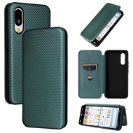 For Aquos Sharp Basio Active3 Case Luxury Flip Carbon Fiber Skin Magnetic Adsorption Case For Sharp 