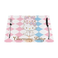 Sanrio Charmmy Kitty Custom Table Placemats PVC Woven Art Washable Table Placemats for Party Buffet Dinner Decorations