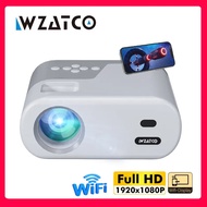 WZATCO เครื่องฉาย DP02W LED 4K 1080P รองรับบลูทูธหน้าจอกระจก5เครื่องโปรเจคเตอร์ขนาดเล็ก WiFi 4K M.2เครื่องฉายโฮมเธียเตอร์