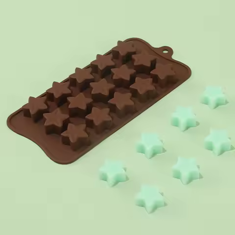 15 Holes Chocolate Mold Fudge Ice Cube Silicone Mold Tray Five-pointed Star Chocolate Mould Cake Dec