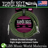 Ernie Ball 3 Meter Braided Straight to Right Angle Instrument Cable for Electric Acoustic Bass Guita
