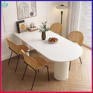 Light luxury simple modern rock plate dining table small dining table household Island dining table Roman column marble dining table and chair combination XWMO