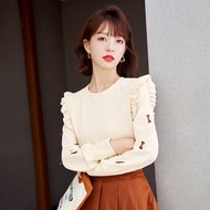 Aiyiyiyi Knitted Top Sweater Sweet Bottoming Shirt S-2XL Loose Lazy Style Women Versatile Chiffon T6