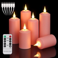 Rechargeable Flameless Candles with Remote Timer, in/Outdoor Waterproof LED Flickering Pillar Candle