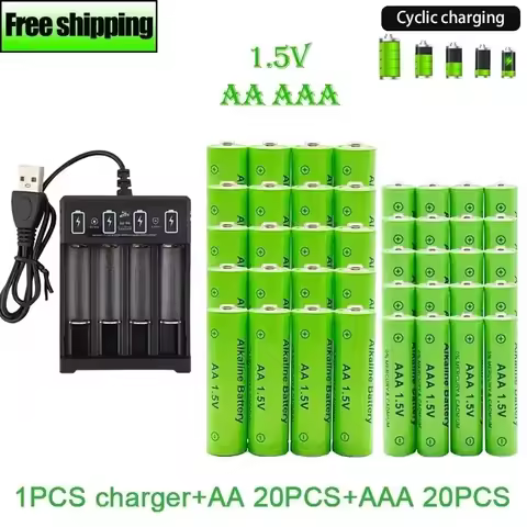 Original Rechargeable Battery 1.5V AA9800mAh+AAA8800mAh+Charger for Computer Clock Radio Video Game 