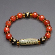 9-6-14 Military Yupin Natural Tibetan Nine-Eyed Dzi Bracelet Agate Agate Three Six Nine-Eyed Dzi Bea