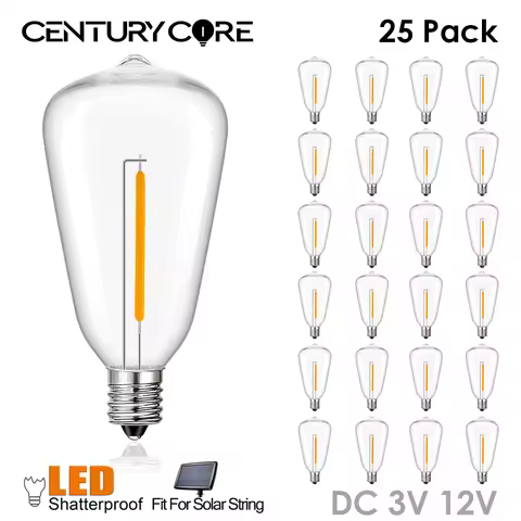 LED Light Bulbs DC 12V 3V 1W E12 ST38 Low Voltage Bulb RV Camper Warm White 2700K Vintage Plastics F