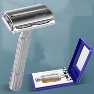 Stainless Steel Manual Beard Trimmer Refillable Razor/ Double-Sided Razor with Case