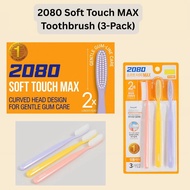 [2080] Soft Touch MAX Toothbrush 3 Pack | Ultra Soft Bristles | Curved Head | Deep Cleaning Toothbru