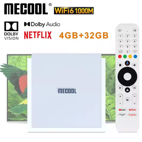 MECOOL KM2 PLUS DELUXE 32GB Netflix 4K Android TV BOX Google TV Dolby Vision 4GB DDR4 1000M LAN WIFI