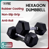 Hexagon Dumbbell 2.5/5/7.5/10/12.5/15 kg Dumbel Dumbell Gym Equipment Angkat Berat Muscle Training D