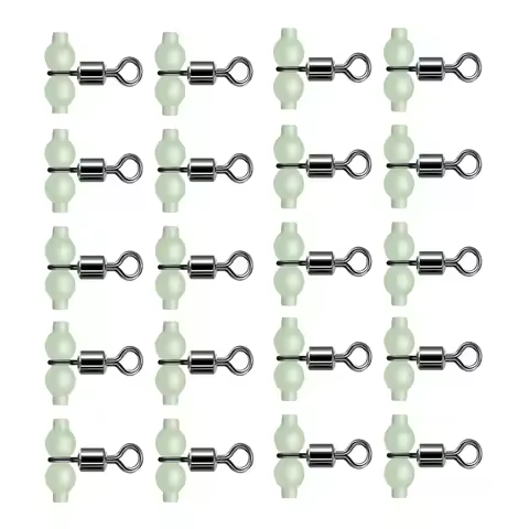 20pcs Luminous Cross Line Rolling Fishing Swivel 3 Way Fishing Line Connector Swivel