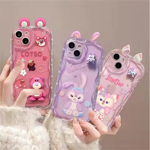 3D StellaLou Lotso Case For iPhone 16 15 14 Plus 13 12 Mini 11 Pro XR XS Max Disney 3D