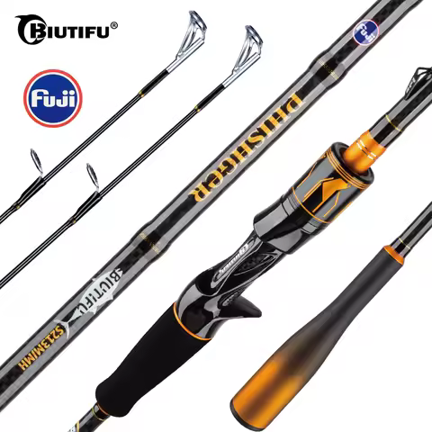 BIUTIFU Spinning Casting 2Tips Fishing Rods 1.8~2.7m Fuji Guide 2Sections T1000Carbon Baitcasting 7-