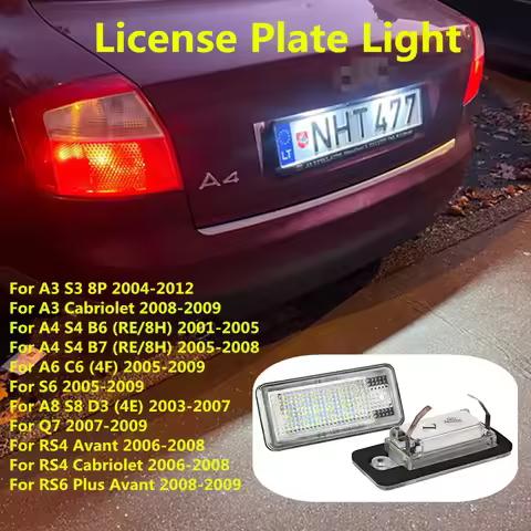 2PCS White Error Free LED Car License Plate Light Bulbs Accessories For AUDI Q7 A6 C6 4F S6 A3 8P S3