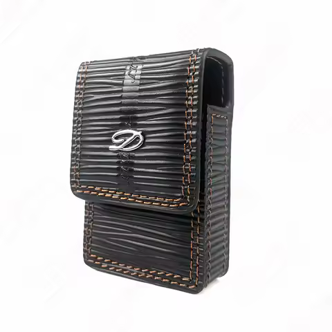 Fashion Black PU Leather Belt Bag Suitable DP Logo Linge2 Lighter Case Protection Cover Man Gifts Ci