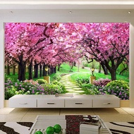 【SA wallpaper】 Custom size 3D Flower Romantic Cherry Blossom Tree Path natural Mural Wallpaper Living Room Bedroom Bedroom Wall Paper Home Decor sticker